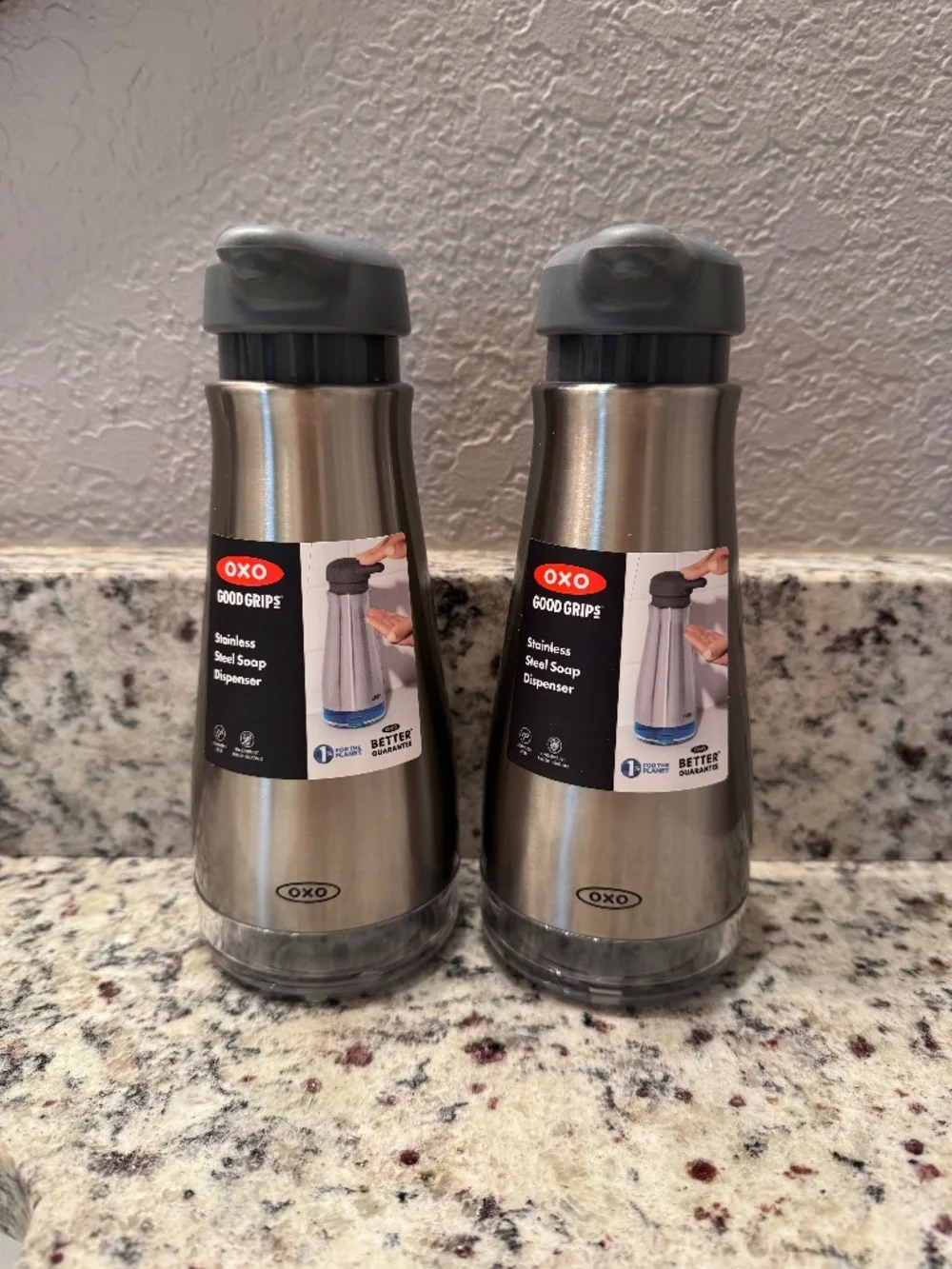 OXO Good Grip Stainless Steel Soap Dispenser x 2 - Picture 1 of 9